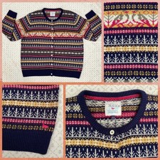 Country Rose Fair Isle Cardigan XL 16 18 Nordic Wool Land girl XMAS Bird EWM