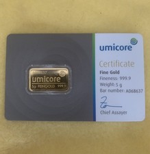 Unicome 24 Caret 5g Gold Bar.