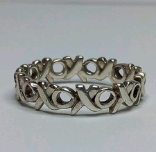TIFFANY & CO HUGS & KISSES XO SILVER 925 PALOMA PICASSO BAND STACK RING SIZE N