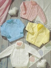  Baby Easy Knit Cardigans & Sweaters Knitting Pattern DK Boy Girl 14-22" 1197 