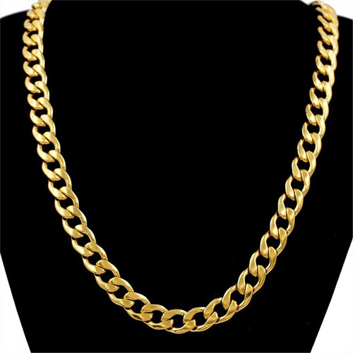 18k gold plated cuban link - gold,