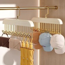 8 Hooks Tie Belt Scarf Hanger Rack Clip Organiser Holder Storage Wooden UK