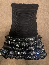 Fabulous Black Strapless Dress With Rara Skirt Bottom Size 12-14