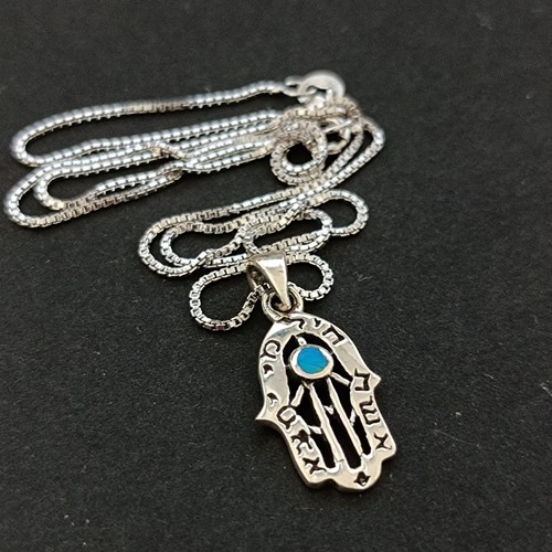 Sterling silver hamsa necklace - silver,