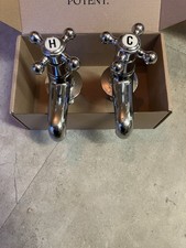 Victorian/Antique Style Hot and Cold Chrome Taps Pair Bathroom Sink Taps