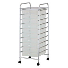 10 Drawer White Mobile Trolley