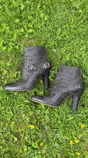 Belstaff Trailmaster High Heel Black Leather Biker Boots-Size EUR 37 - UK 4