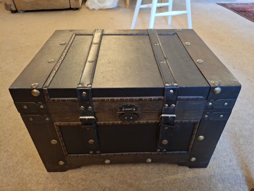 Vintage wooden storage trunk - vintage,