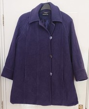 Jacques Vert Womens Purple Wool Blend Single Breasted A Line Coat Size 12