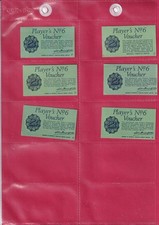 PLAYER'S NO. 6 VOUCHERS - 6  x 2 VOUCHERS - PACKET INSERTS  - 1960s
