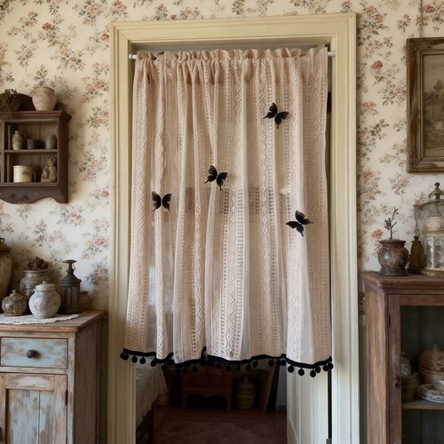 Window door lace half curtain - window,