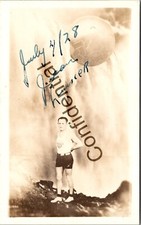 Autographed Real Photo Jean Lussier Over Niagara Falls Rubber Ball NY RPPC R123