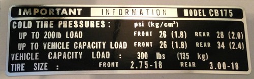 Honda cb175 cb175k tyre - honda,