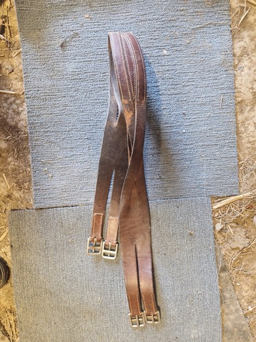 Brown plaited leather - plaited, girth