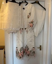 Pakistani suit floral white womens for weddings and special occasions size small