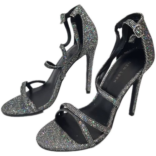 New look silver chrome strappy - new,