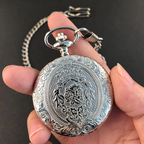 Vintage quartz silver pocket - silver,