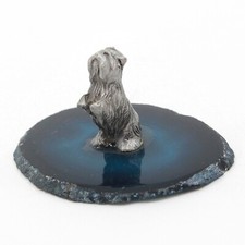 Yorkshire Terrier Dog on Stone Glass Slice - Rawcliffe Pewter Miniature Figurine