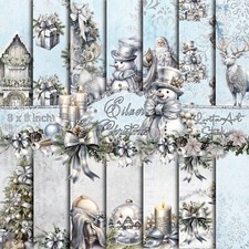 Silver  Christmas, Xmas paper pads, Christmas Scrapbook paper , Xmas scrapbook