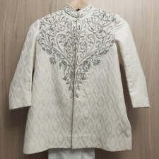 Boys Luxury Embroidered Sherwani Suit Cream/White Age 5-8years