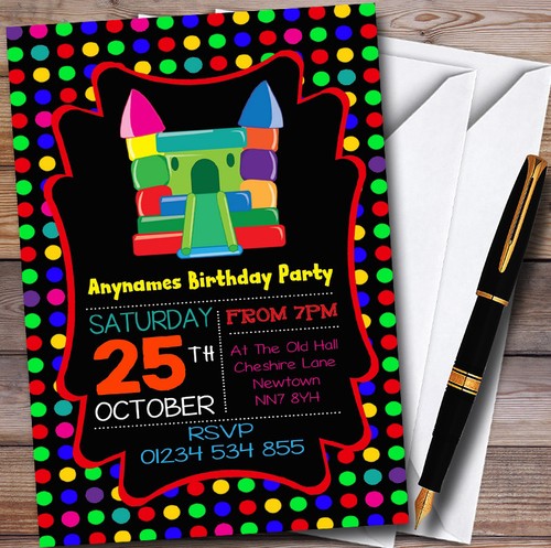 Black colourful bouncy castle - black,