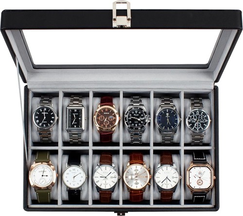 Slot leather watch box - 12,