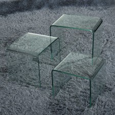 Nest of Tables Set of 3 Glass Coffee Table Nesting Side Table Modern Nest Tables