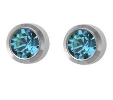 Surgical Steel Ear Piercing Stud Earrings Birthstone Colour Crystal Gem Ear stud