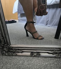 Black Strappy Diamante Heels