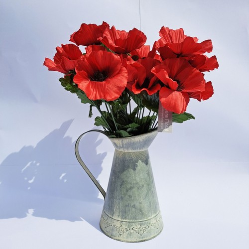 Red poppy artificial flower - red,