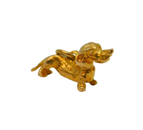 9ct yellow gold dachshund dog - 9ct,