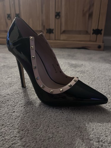 Black patent leather - patent, beige