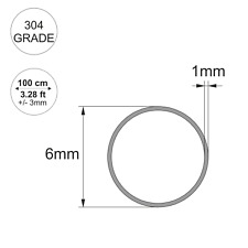 Stainless Steel Round Tube / Pipe VARIOUS SIZES  304 GRADE   1 METER LONG 