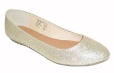 Ladies Gold Glitter Low Heel Casual Ballet Pumps American Eagle Dolly Shoes Size