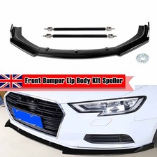 Glossy For Audi A3 S-Line S3 8VA Front Bumper Lip Kit Splitter Spoiler+Stud Rods
