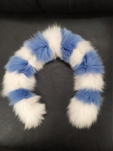 Real fox fur hood - fur, blue