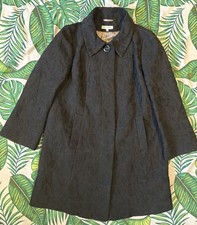 Rocha john rocha Size 12 Black Long Coat Floral Design Debenhams RJR Pockets