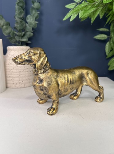 Gold sausage dog - sausage, ornament