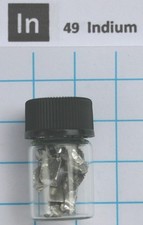 5 gram 99.995% Indium metal pieces in glass vial pure element 49 sample
