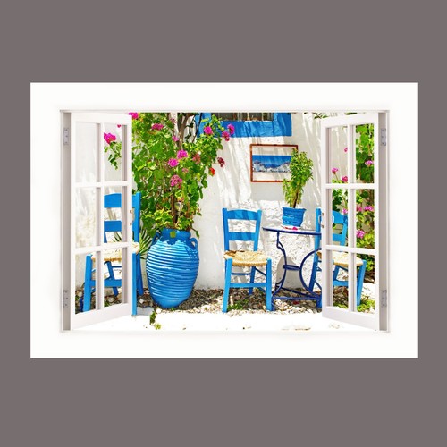 Greek blue chairs holiday - chairs,