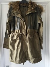 TOPSHOP KHAKI HOODED PARKA COAT SIZE 8