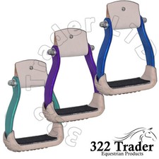 Western Horse Saddle Stirrups Aluminum With Leather Barrel Racing - Stirrups
