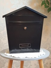 Post Box Mail Box Wall Mounted Strong Galvanised Steel  By Aljec - Black 