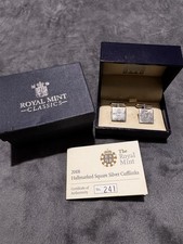Hallmarked Square Silver Cufflinks ‘The Royal Mint’ 2008