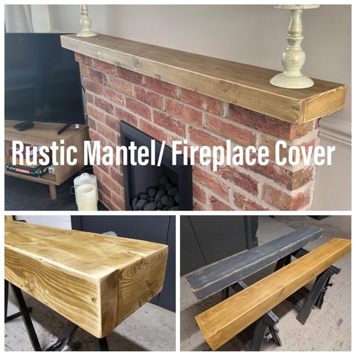 Rustic wooden mantel shelf - rustic,