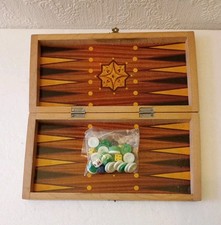 Wooden Folding Backgammon Game ~ Decorative Box ~ Complete 