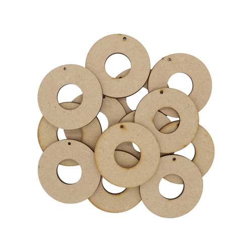 Wooden round hoop pendant - wooden, mdf