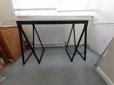Trestle office or gaming desk, metal legs, white top nearly new
