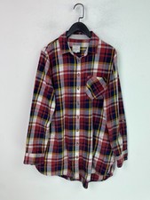 Fat Face Red Check Brushed Cotton Shirt Relaxed Fit Button Front Pocket UK 14