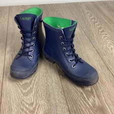 Ralph Lauren Mikenna-Bo-Rai Boots Women's 8? Navy Blue Green Rubber Rain